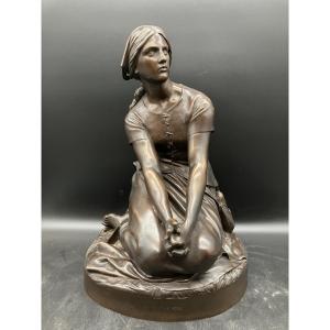 Henri Chapu Bronze Jeanne d’Arc 45 cm Barbedienne fondeur 