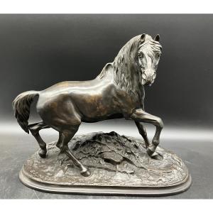 Pierre Jules Mène Bronze Cheval en liberté Largeur 38 cm