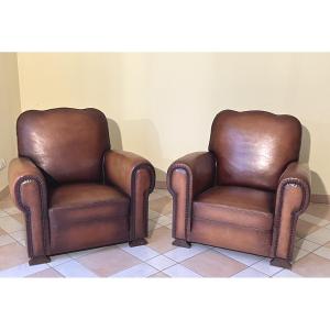 Pair Of 1950s Leather Club Chairs