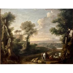 Claude Gellée, Known As Claude Le Lorrain, Landscape With Cattle And Peasants, 59 X 75 Cm, Dlg Van Bloemenn