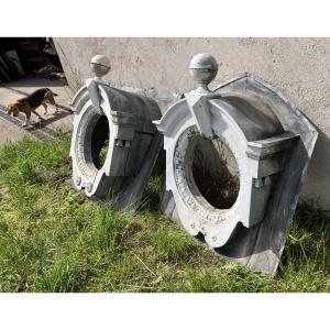 Oeil de boeuf en Zinc époque XIXème décoration jardin élément d'architecture