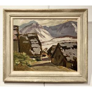 Joseph Victor Communal Savoie Maisons à St Jean d'Arves tableau montagne enneigée neige