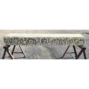 16th-century Caen Stone Lintel; Carved Architectural Element; Coutances