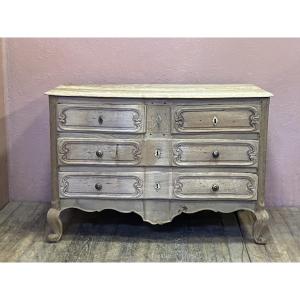 18th-century Arbalet Chest Of Drawers In Bleached Oak, With 4 Drawers In Three Rows