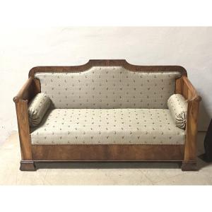 Canapé banquette de repos en noyer Louis Philippe XIX ème