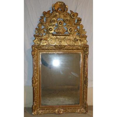Mirror Golden Wood Regency Period 135 Cm Fronton