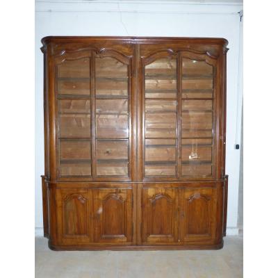 Large Woodwork Library 8 Doors Fruit Wood 19th