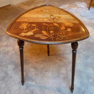 Emile Gallé, Table Guéridon Art Nouveau Marguerite Parlante