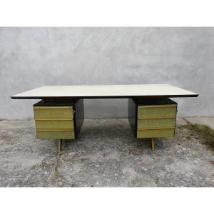 Large Roneo Executive Desk In Metal And Melamine 1950s