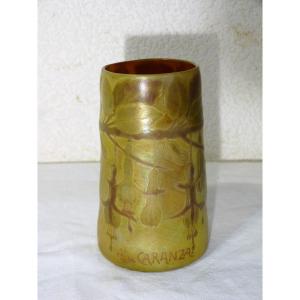 Amédée De Caranza Vase Art Nouveau émaillé d'Oxydes Métalliques
