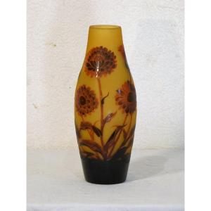 d'Argental, Art Nouveau Vase With Dahlias