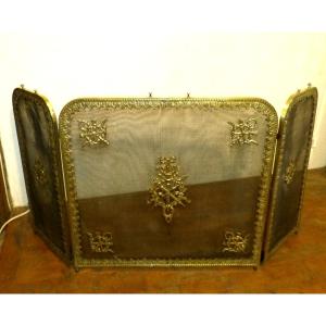 Napoleon III Bronze Fireplace Screen With 3 Shutters