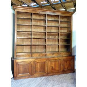 Large Walnut Woodwork Library 19th; 276 X 276 Cm