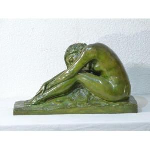 Mademoiselle De Pelleport Bronze Art Nouveau Lost Wax