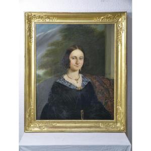 Portrait De Jeune Fille Huile Sur Toile 19 ème