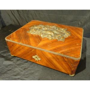 Wooden Box Decor Bronze Signed Brouchoud Lyon 19th