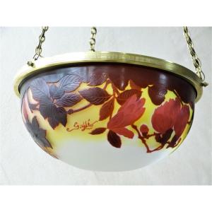 Rare Lustre Gallé Art Nouveau Vasque Aux Magnolia