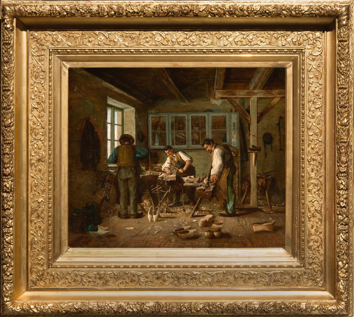 Édouard d'Apvril (1843-1928). L'Atelier Des Sabotiers-photo-2
