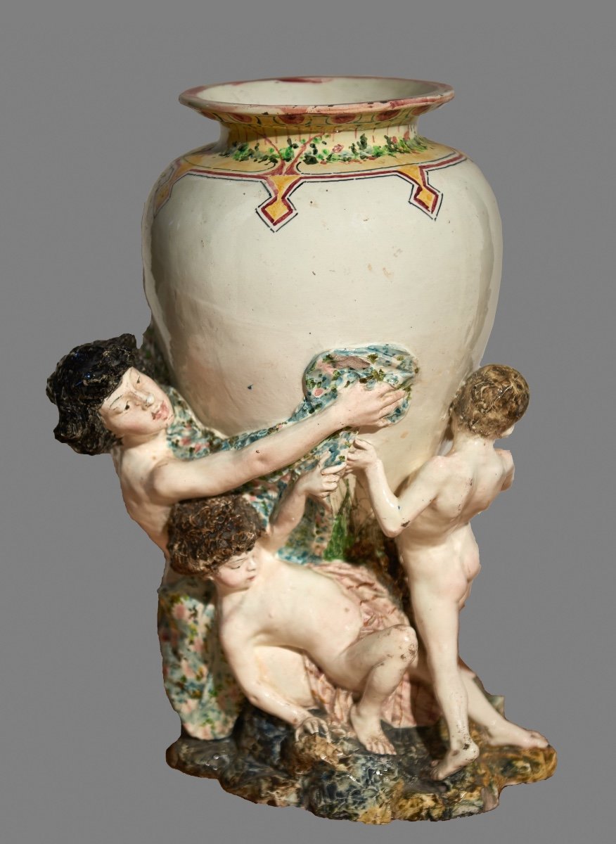 San Sebastiano e Moreno (XIXe s.). Céramique Majolica Allegoria