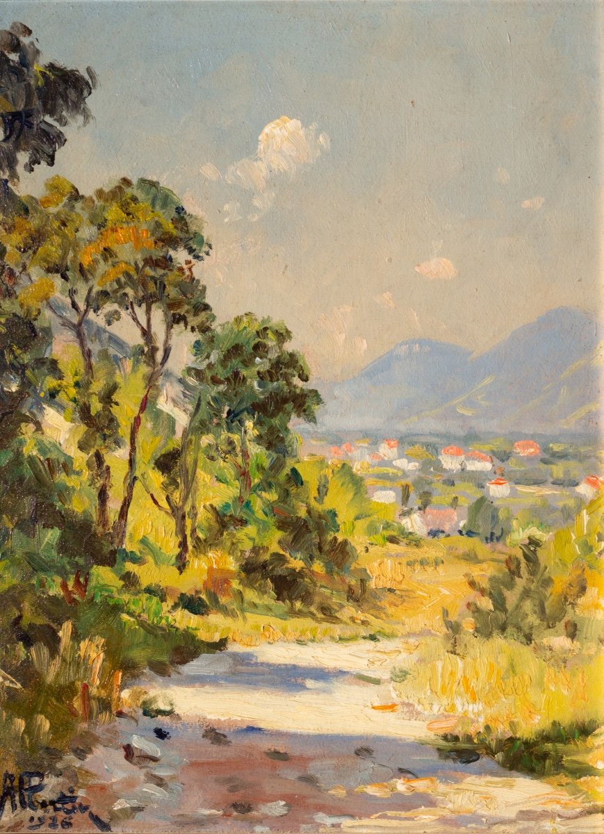 Le hameau du soleil - tableau de Provence Peinture à l'huile, au couteau,  sur toile.