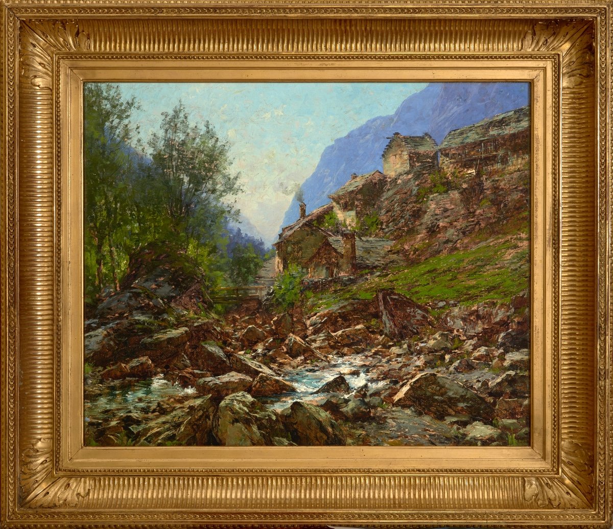 Charles Bertier (1860-1944). The Hameau Des Fréaux And The Romanche In La Grave, Hautes-alpes-photo-2
