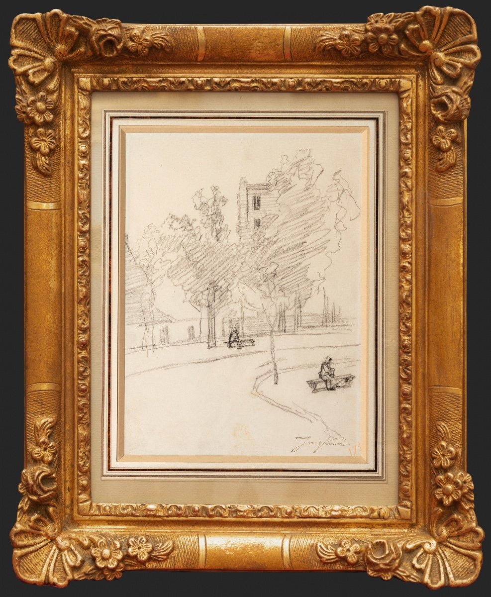 Johann Barthold Jongkind (1819-1891). Public Benches, Paris, Boulevard Port-royal-photo-2