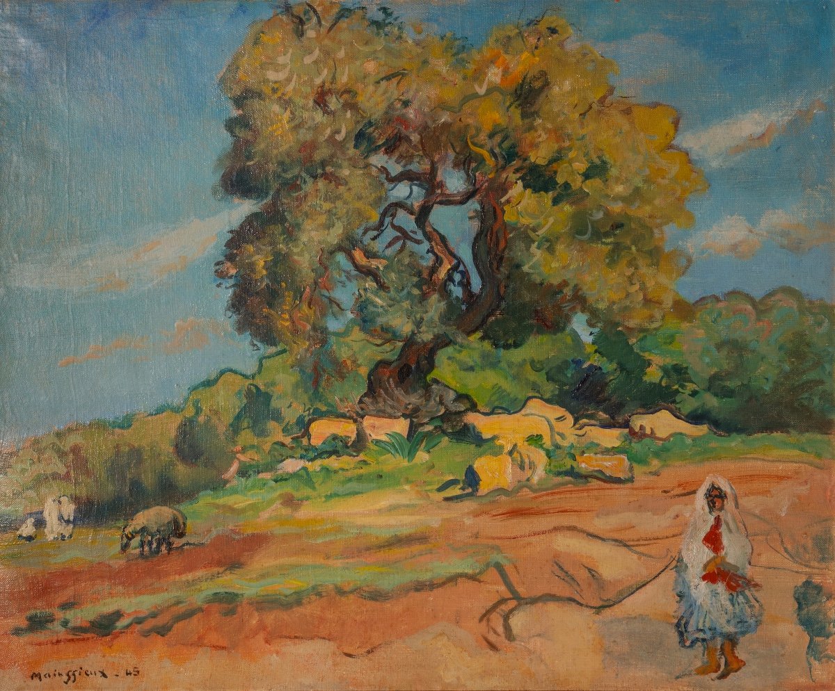 Lucien Mainssieux (1885-1958). The Sheep Herder In Tipaza, 1945