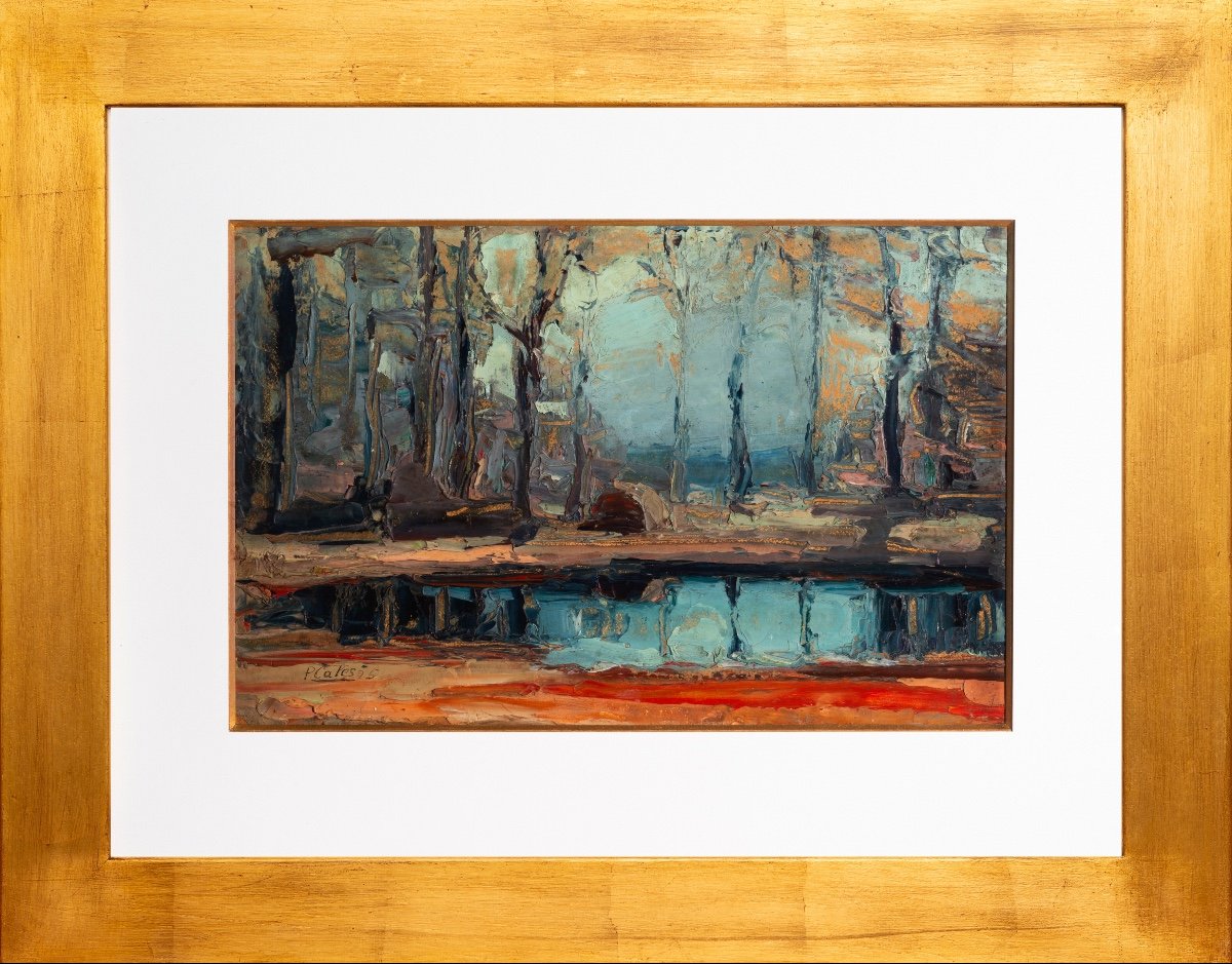 Pierre Calès (1870-1961). Lever du jour sur la mare, 1925-photo-2
