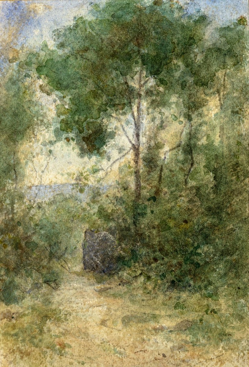 Jean-alexis Achard (voreppe1807-grenoble1884). Path Lined With Shrubs