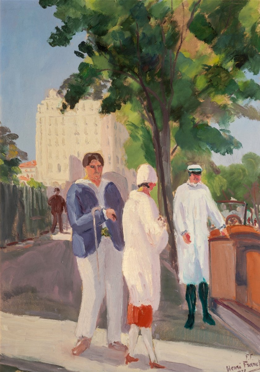 Henri Franck (1877-1957). Darius Milhaud sur l'avenue Thiers. Nice 1927