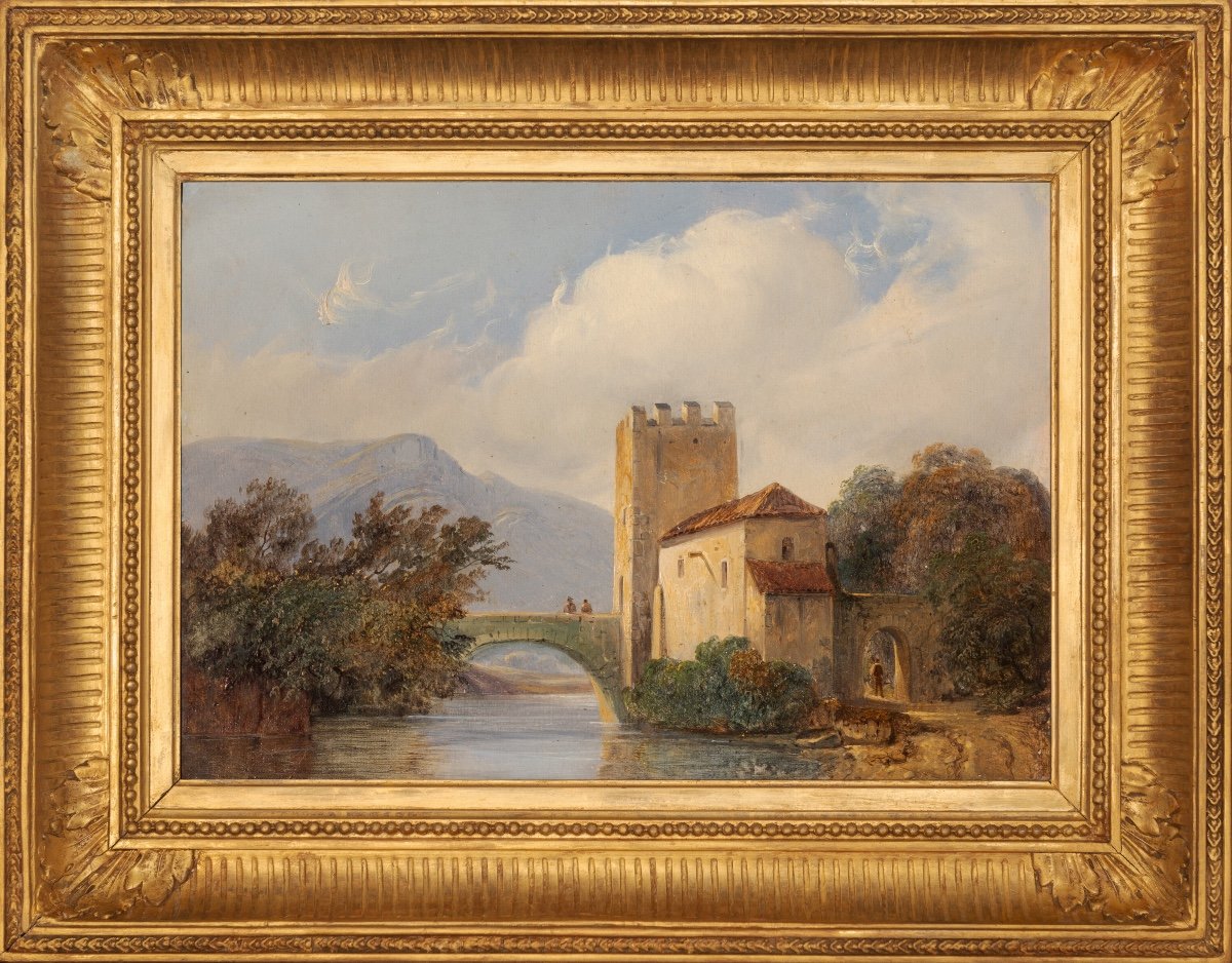 Jean-alexis Achard (1807-1884). Bridge Over The Rhône In Sault-photo-2