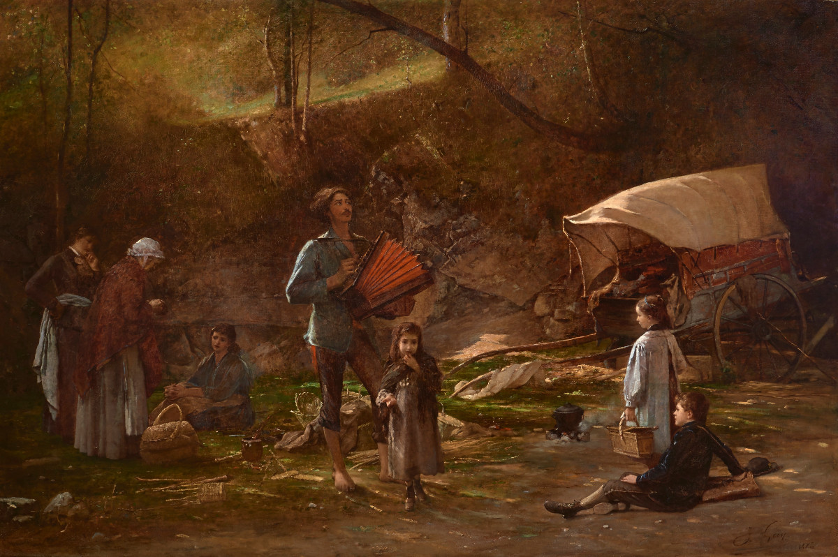 Jacques Gay (voreppe 1851 - Grenoble 1925) Nomads' Halt At Sassenage. Paris Salon 1885