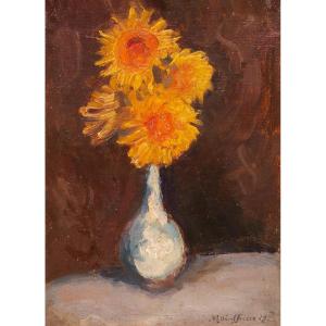 Lucien Mainssieux (1885-1958). Vase de tournesols