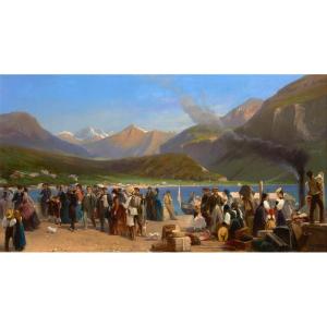 Charles Giraud (1819-1892). Débarcadère du lac de Brientz, Suisse