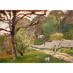 Jules Flandrin (1871-1947). Corenc, Malanot Road. First Days Of Spring.