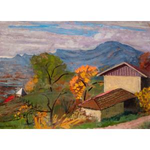 Jules Flandrin (1871-1947). Automne à Corenc. Vue sur le Vercors.