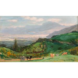 Jules Flandrin (1871-1947). La vallée de l'Isère prise de Corenc. Le Moucherotte et le Vercors.