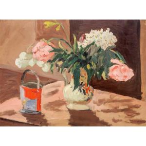 Henri Franck (1877-1957). Still Life With Vase Of Flowers
