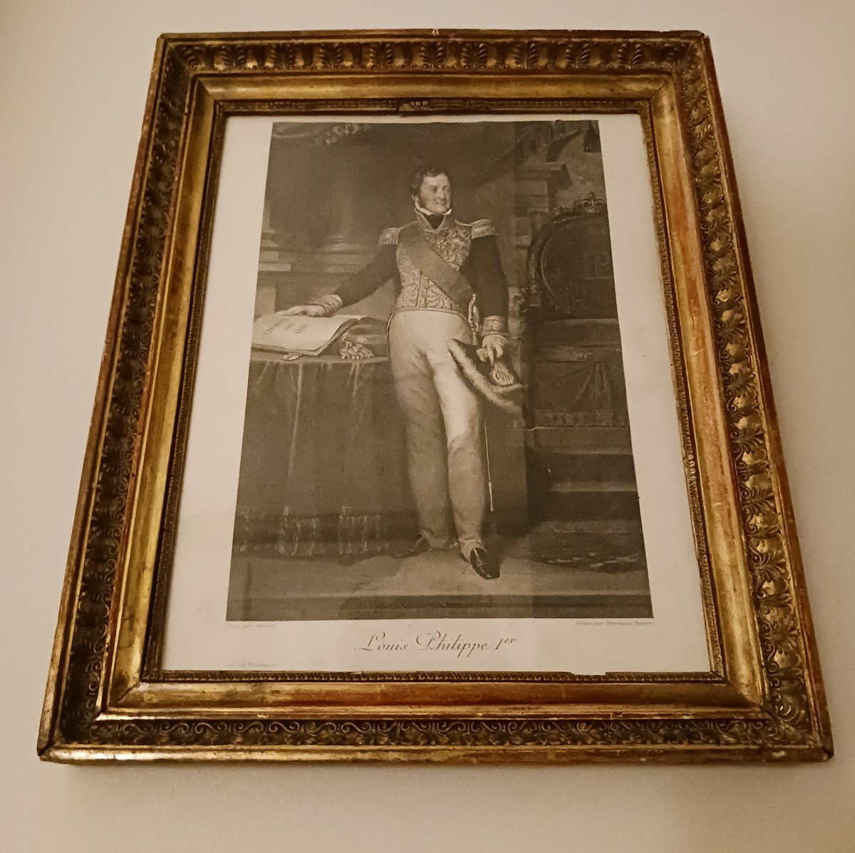 After Gérard - Engraving Of King Louis Philippe By Dupont - Empire Palmettes Frame - Royalist Souvenir-photo-3