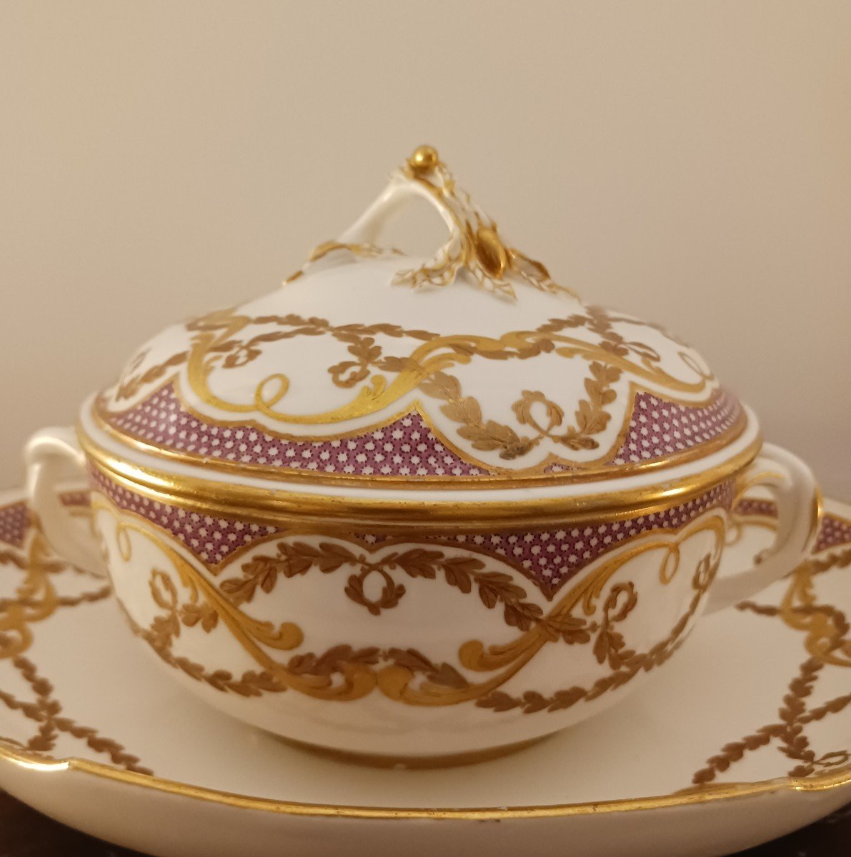 Manufacture Royale De Sèvres - Covered Bowl And Its Tray In Hard Porcelain - Taillandier Base - 2nd Size -photo-1