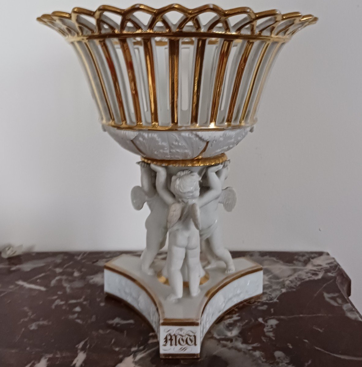 Charles Christophe Windisch, Paris ou Bruxelles - grande coupe ajourée en porcelaine dure - Empire, Restauration-photo-3