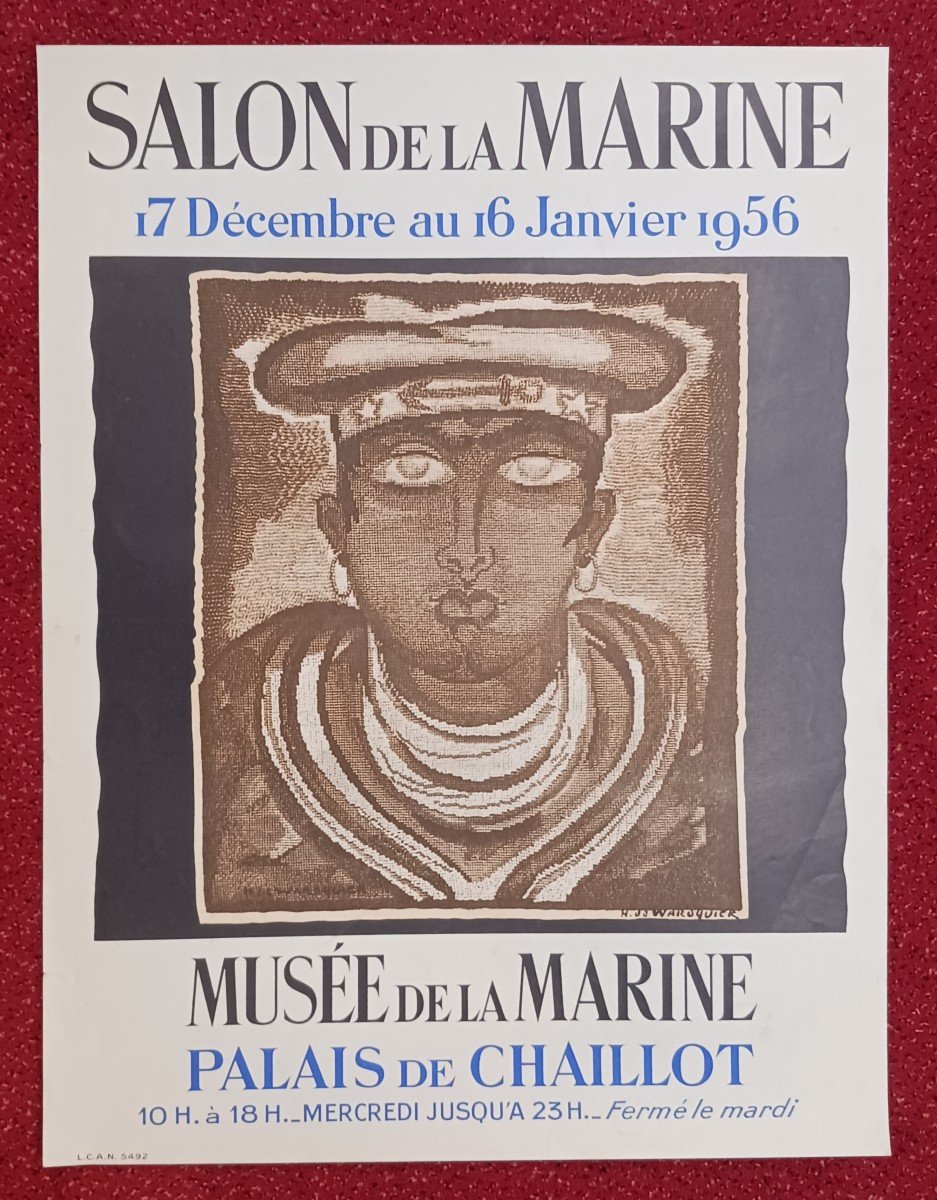 Waroquier, After - Lithograph Poster For The Salon De La Marine 1956 - Palais De Chaillot 