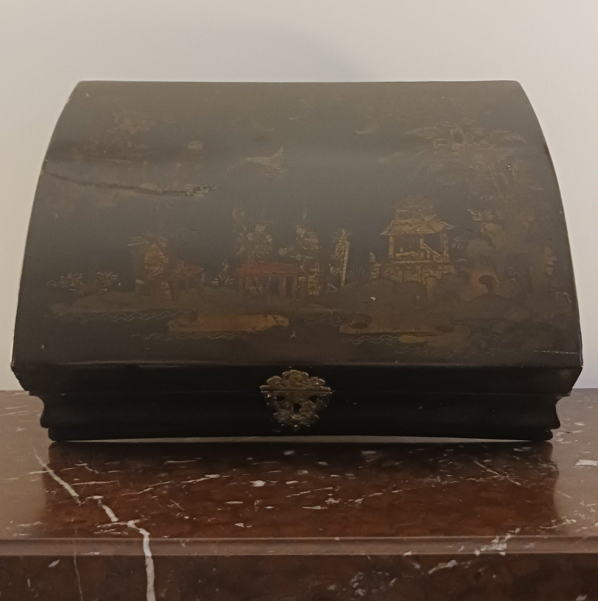 France, 18th Century - Martin Varnish Wig Box With Chinese Decoration - Louis XV -photo-4