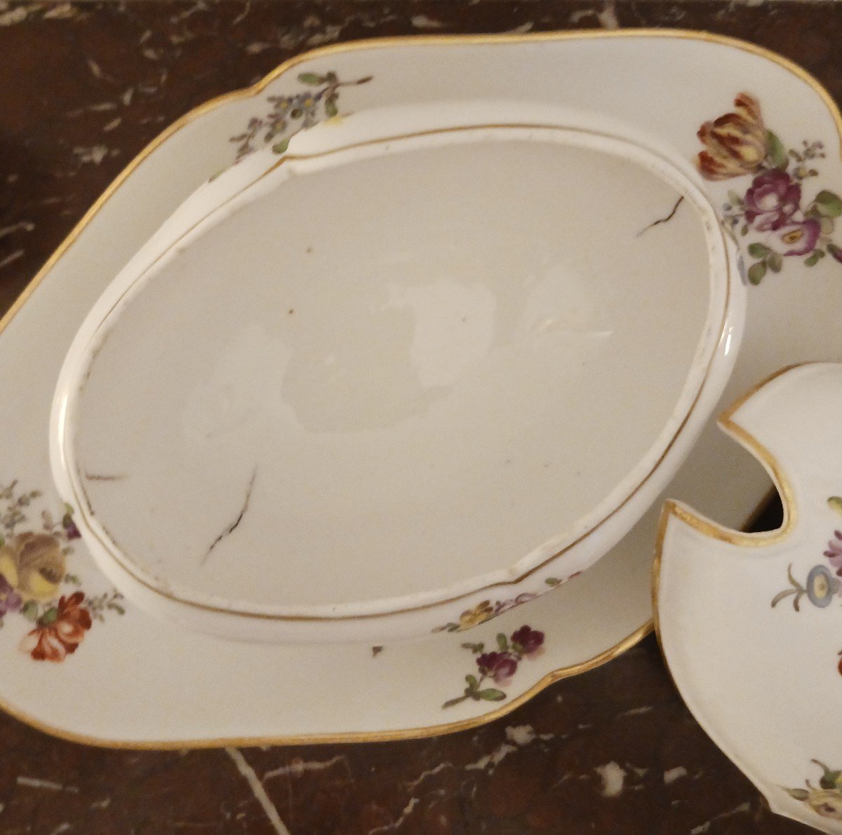 Manufacture De Boissettes - Porcelain Sauceboat Or Sugar Bowl With Floral Decoration - Louis XVI Period-photo-6