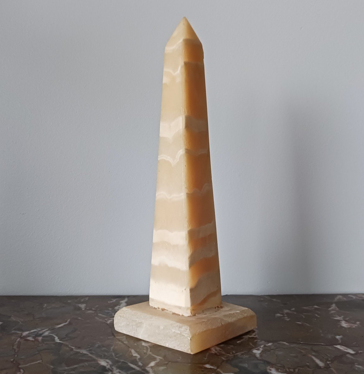 Italian Work - Neoclassical Obelisk - Banded Alabaster - Grand Tour Style-photo-3