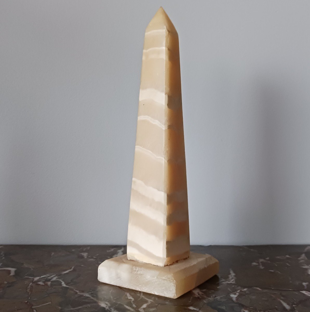 Italian Work - Neoclassical Obelisk - Banded Alabaster - Grand Tour Style-photo-1