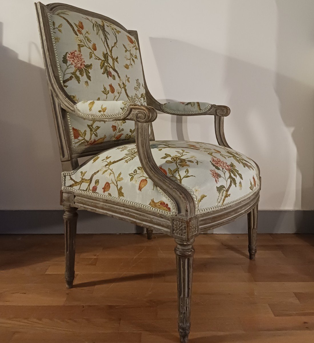 Jean Baptiste Lelarge III - rare fauteuil bas en demi-cabriolet - hêtre laqué-photo-3