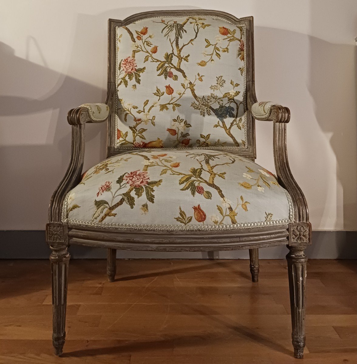 Jean Baptiste Lelarge III - rare fauteuil bas en demi-cabriolet - hêtre laqué-photo-4