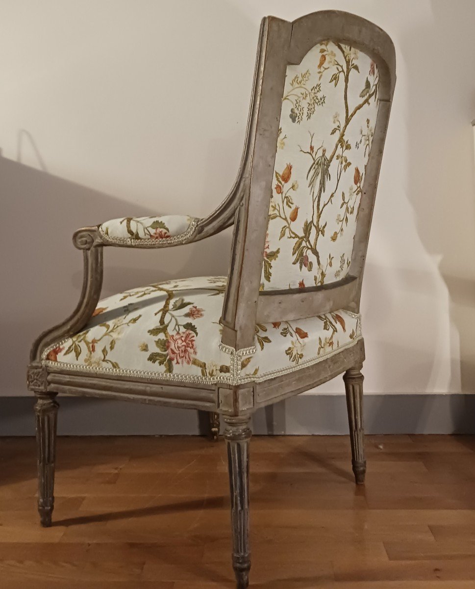Jean Baptiste Lelarge III - rare fauteuil bas en demi-cabriolet - hêtre laqué-photo-6