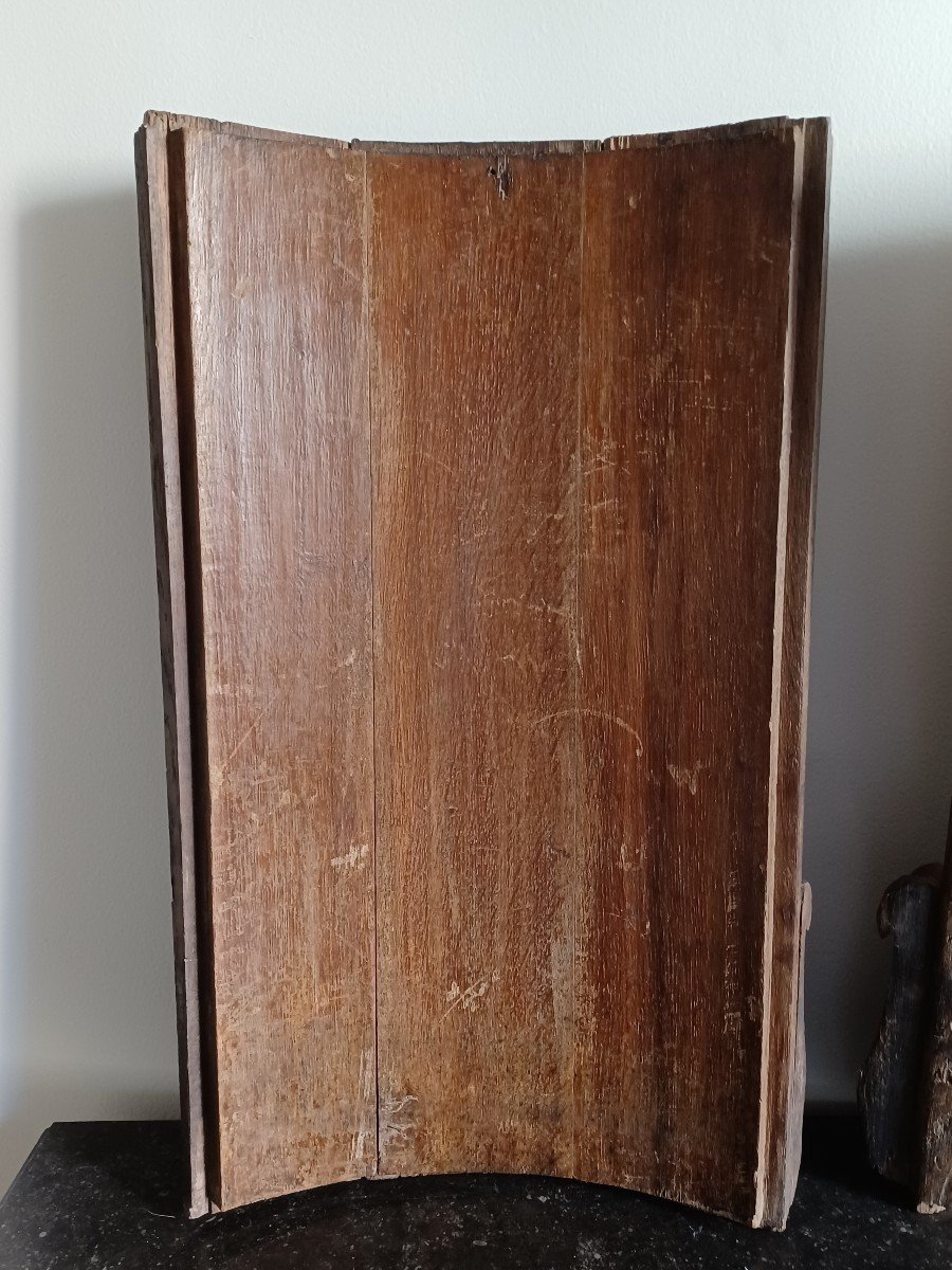 Paire de grands chapiteaux de pilastres - boiserie - chêne naturel - Louis XVI-photo-3